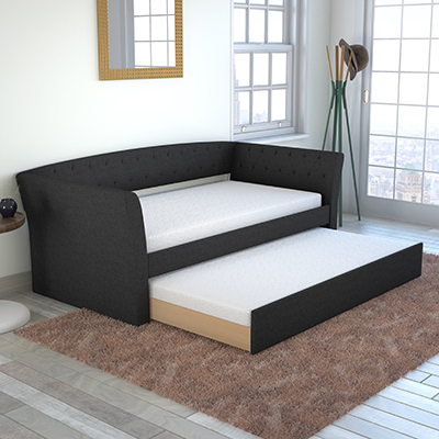 New Castle Black Fabric Daybed with Trundle